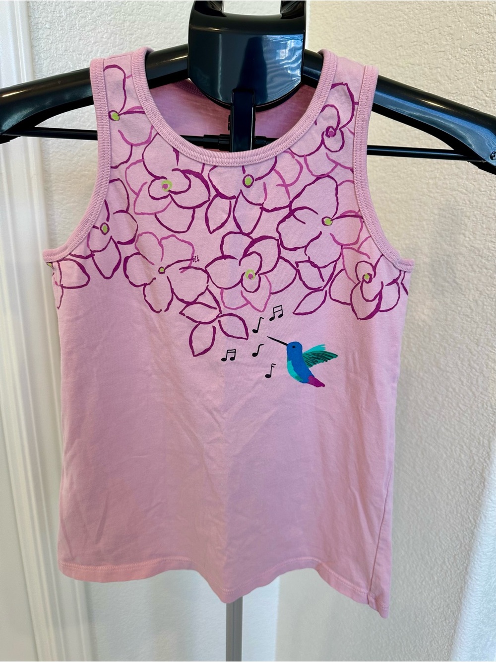 EUC Girls Tea Collection Pink Floral Hummingbird Tank size 10